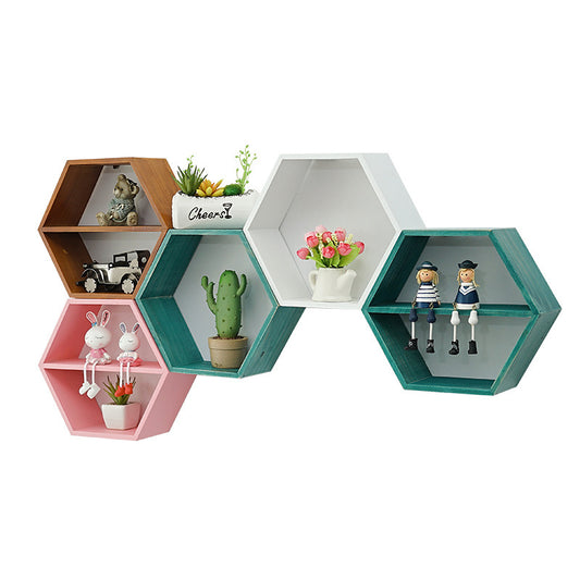 Decorative Hexagonal Wooden Shelf