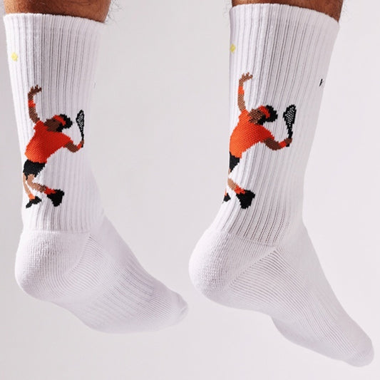 Serve Pattern Couple Towel Bottom Athletic Socks