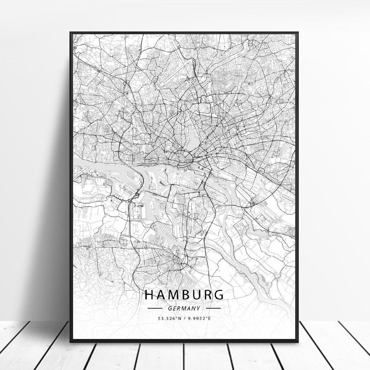 Germany Chicago Canvas Art Map Poster