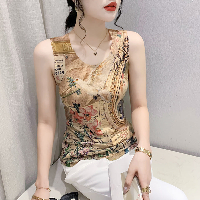 Fashion Printing Sweater Vest Women