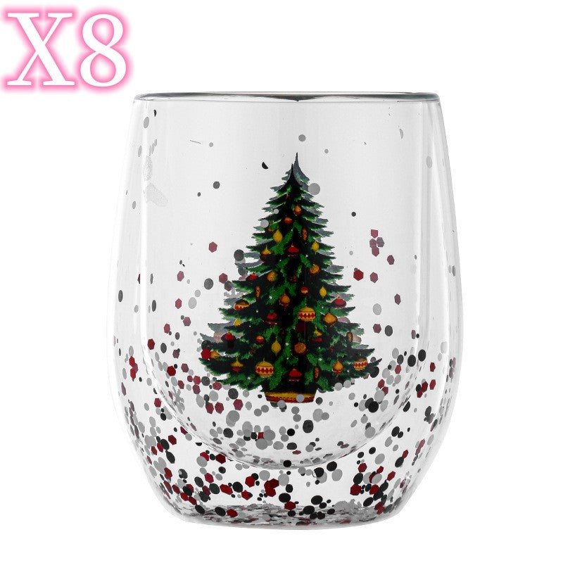 New Christmas Tree Cup Heat-resistant Double-layer Flowing Sequins