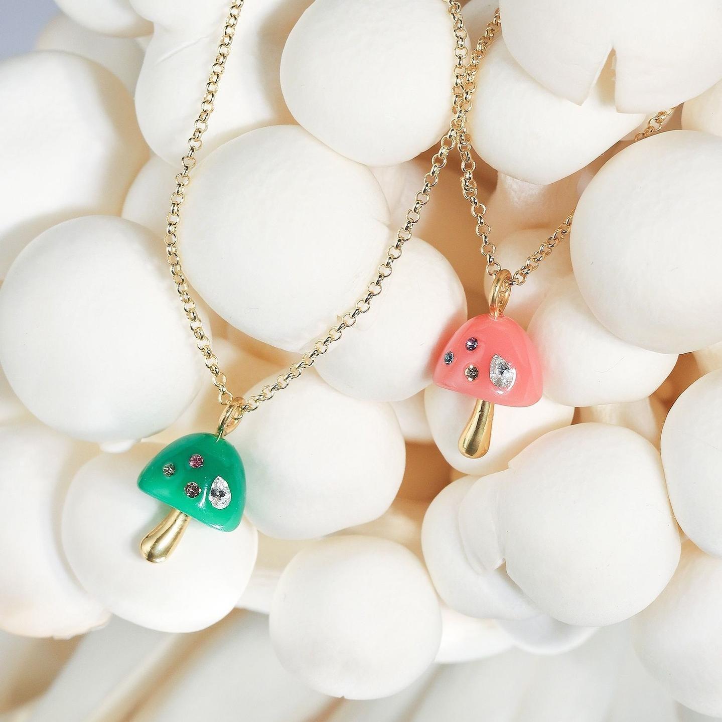 Ins Style Mushroom Cute Style Pendant Necklace Copper Plating 18K Gold