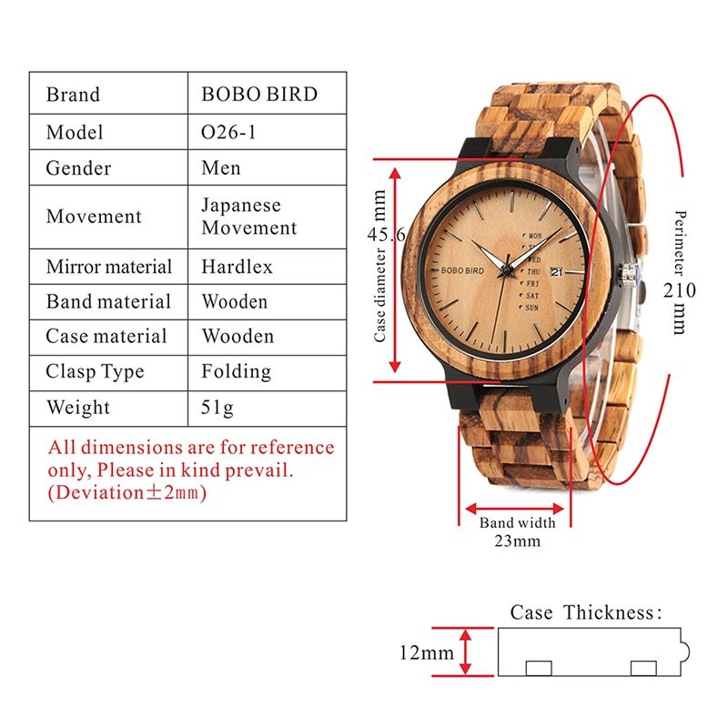 Men's Casual Wooden Watch