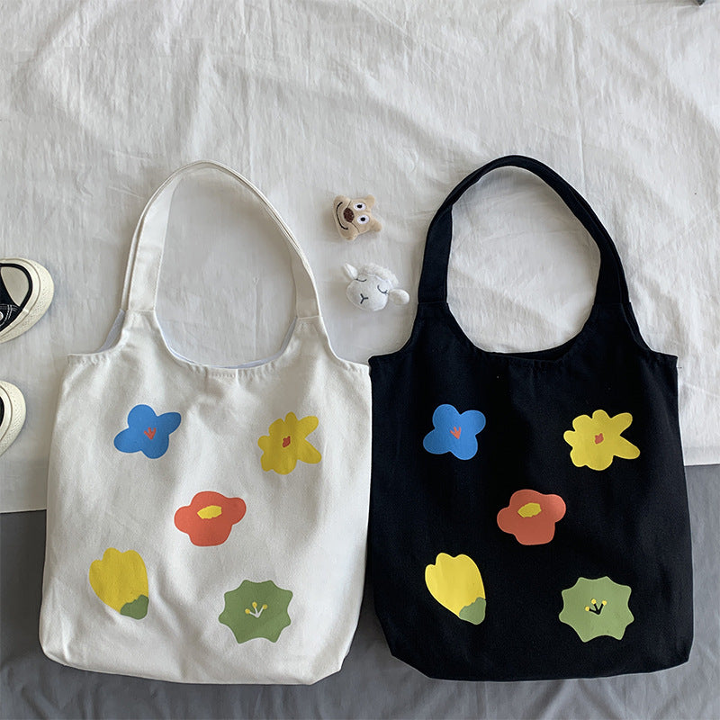 Hyuna Flower Canvas Bag with the Same Paragraph