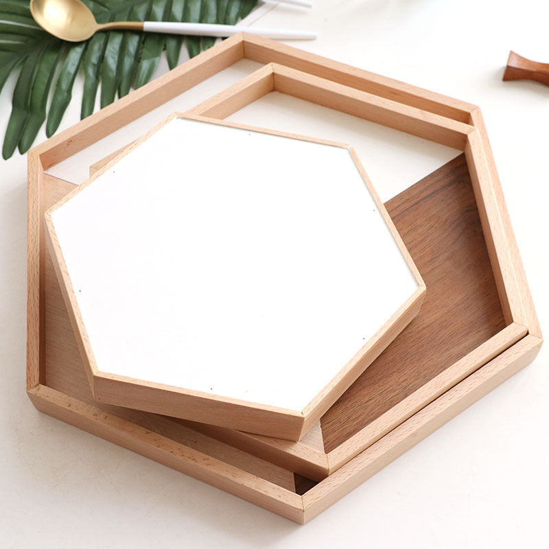 wooden tray wooden plate hexagon