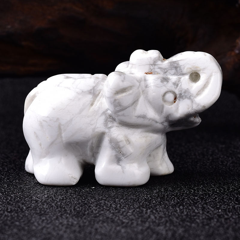 Crystal semi-precious stone carved elephant ornament