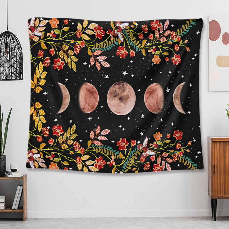 Home Decoration Moon Phase Flower Tapestry