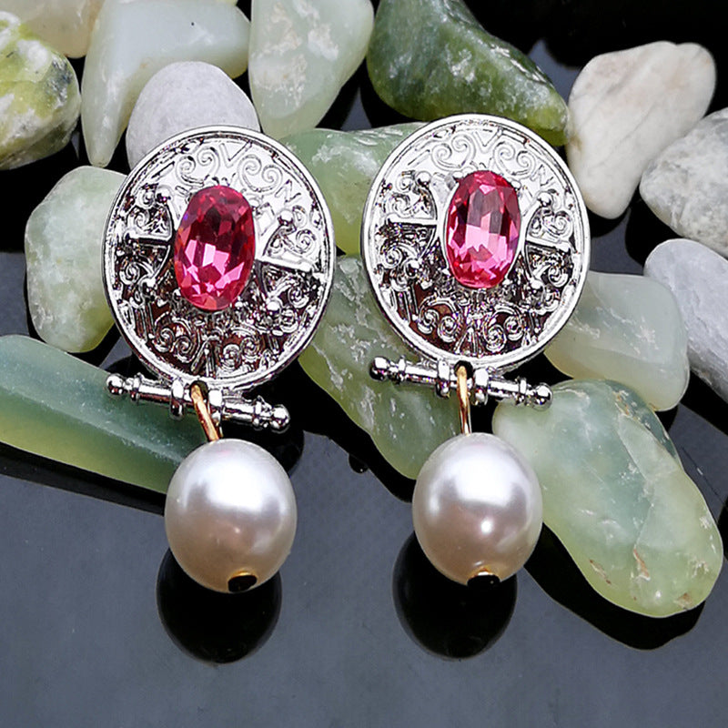 Elegant Lady Rose Red Crystal Eardrops