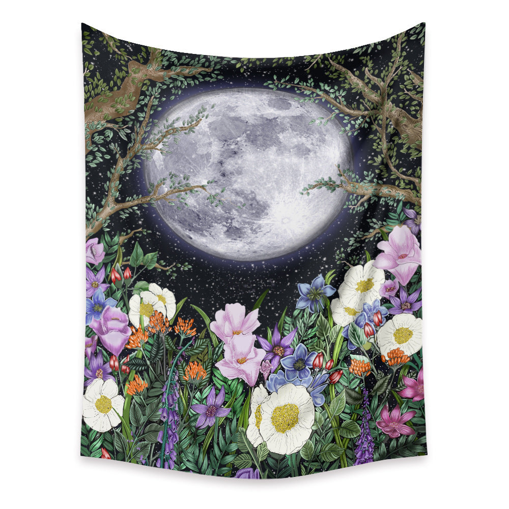 Home Decoration Moon Phase Flower Tapestry