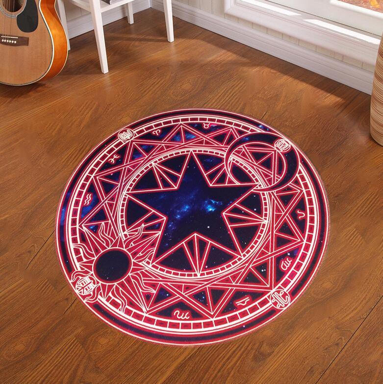 80CM Cartoon Round Carpet Children's Bedroom Card Captor Sakura Magic Circle Carpet Eco-Friendly Rug Computer Chair Mat