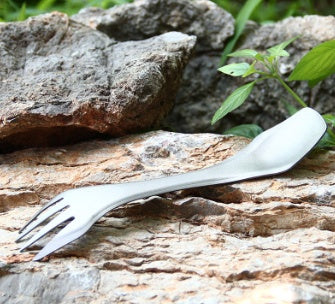 Outdoor picnic equipment pure titanium fork spoon titanium spoon multi-function three-in-one tableware portable travel spoon