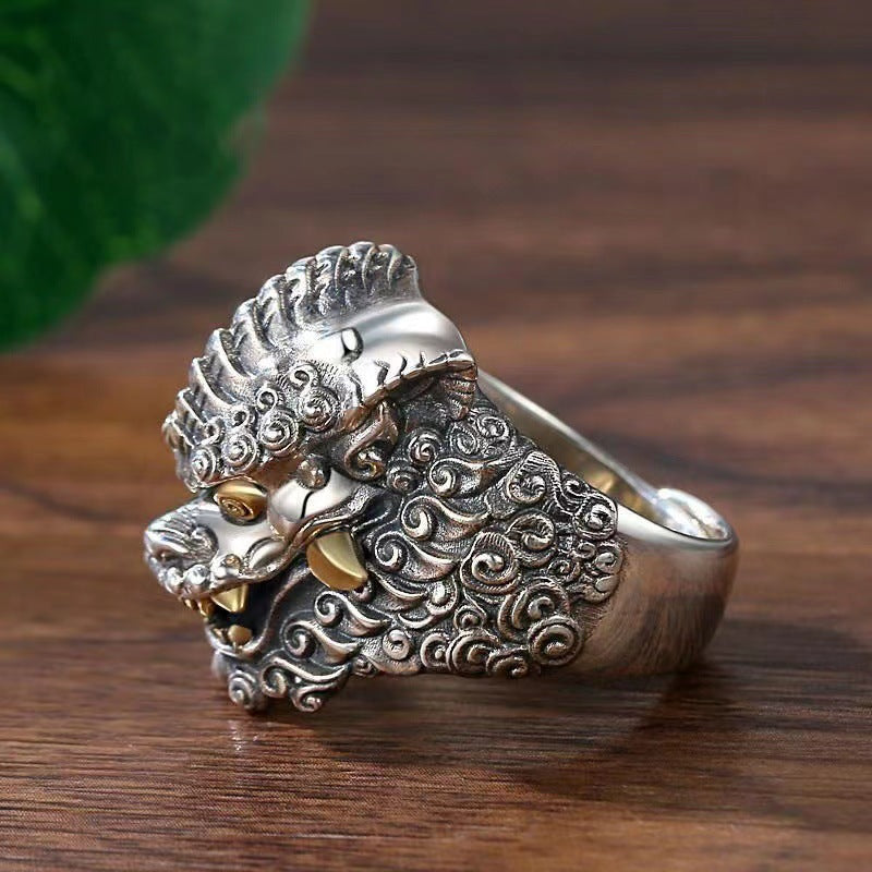 Antique Sterling Silver Tonlion Ring