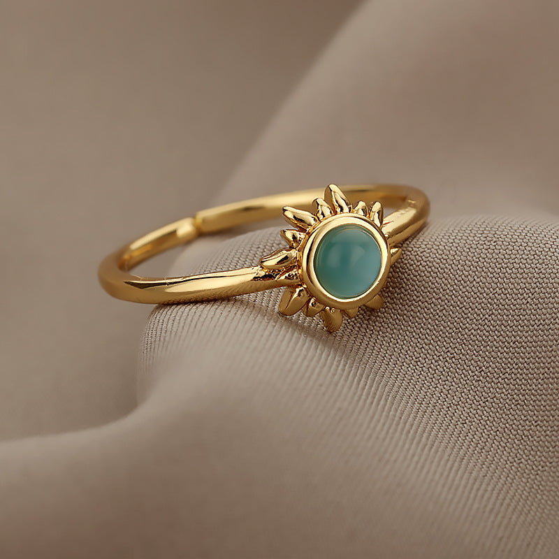 European And American Opening Adjustable Sun Opal Female Ring