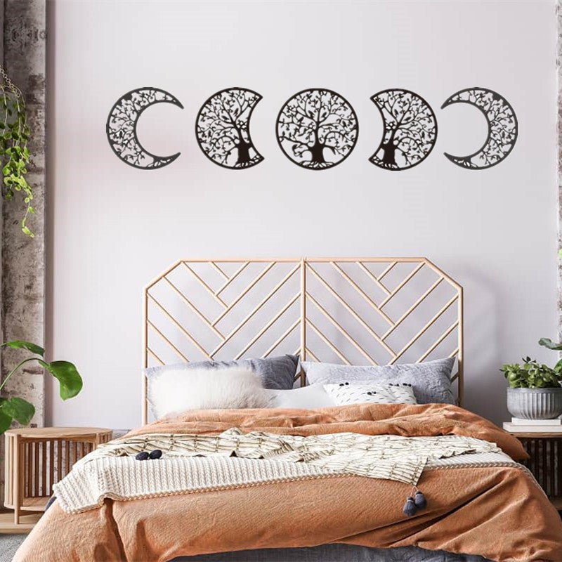 Moon Cycle Change Wooden Wall Sticker