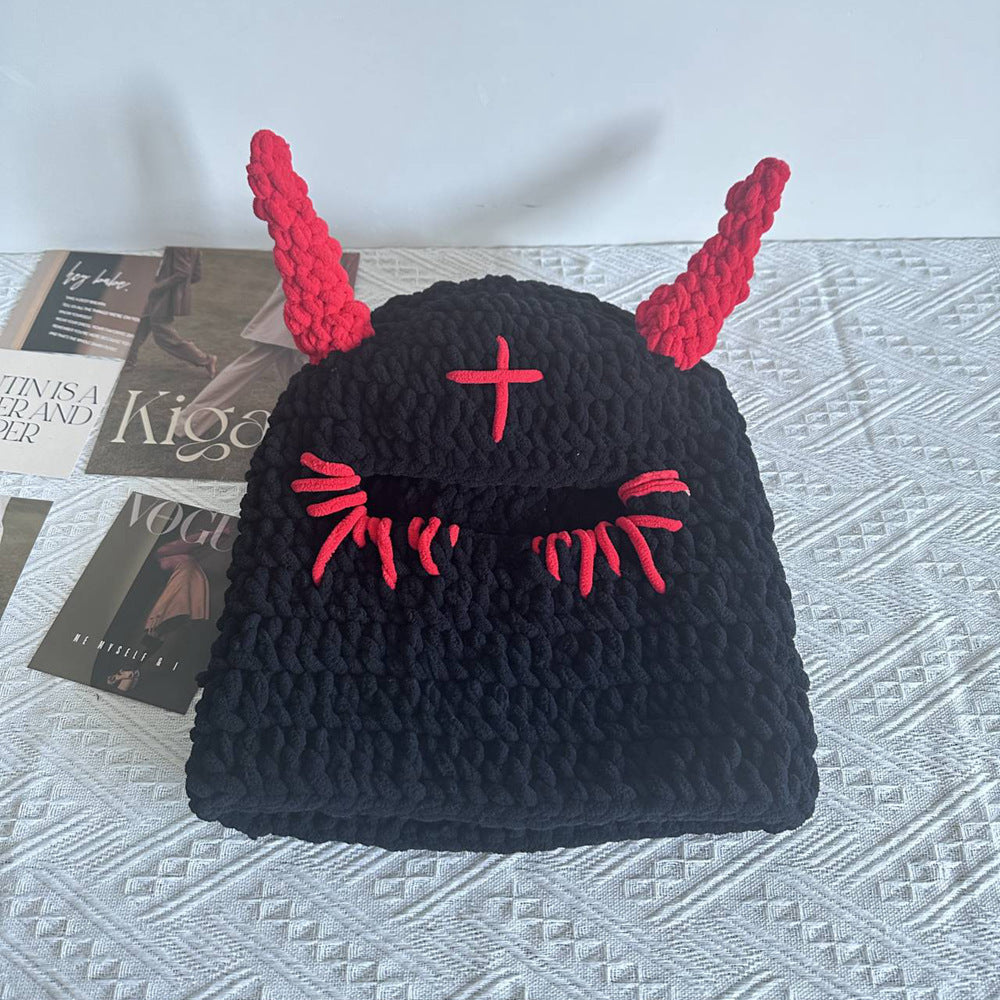 Wool Hat Cute Devil Mask Horn Head Cover