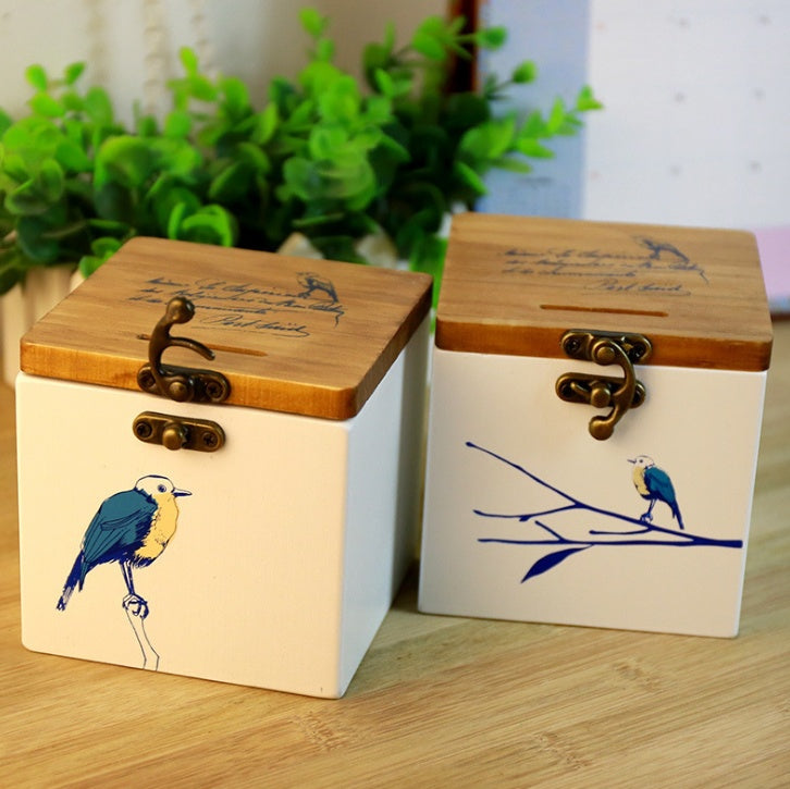 Bluebird Wooden Money Box