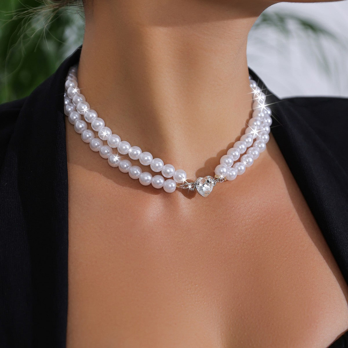 Elegant Retro Exaggerated Pearl Geometric Necklace