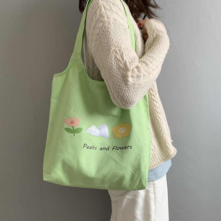 Hyuna Flower Canvas Bag with the Same Paragraph