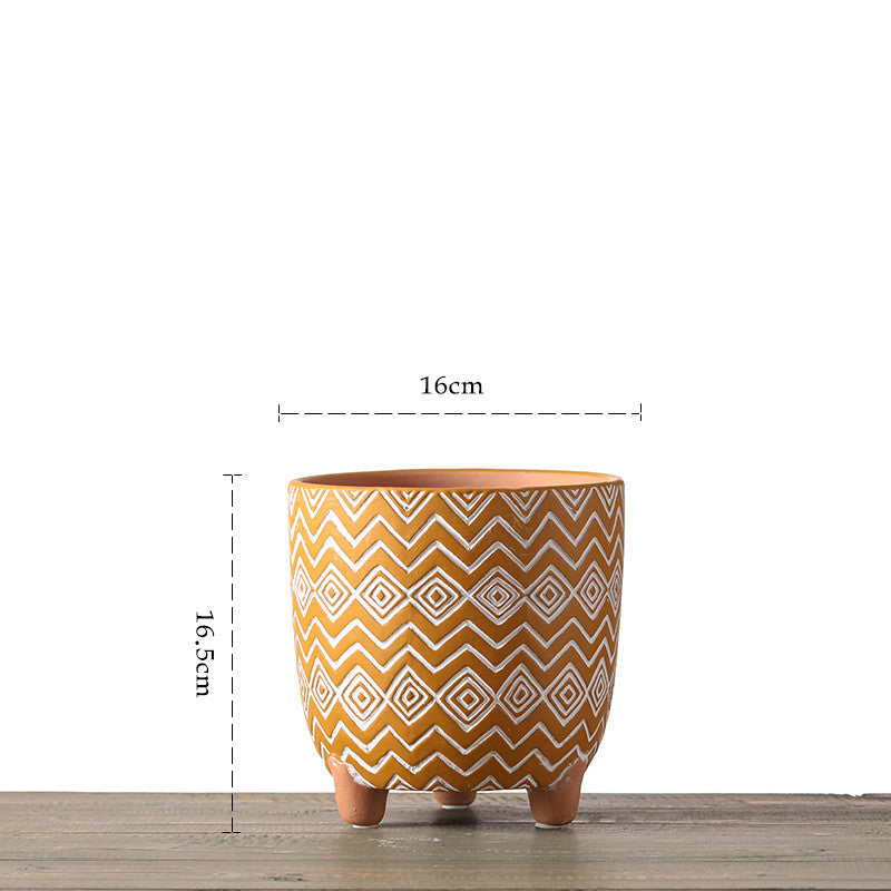 Nordic Style Geometric Pattern Ceramic Flower Pot