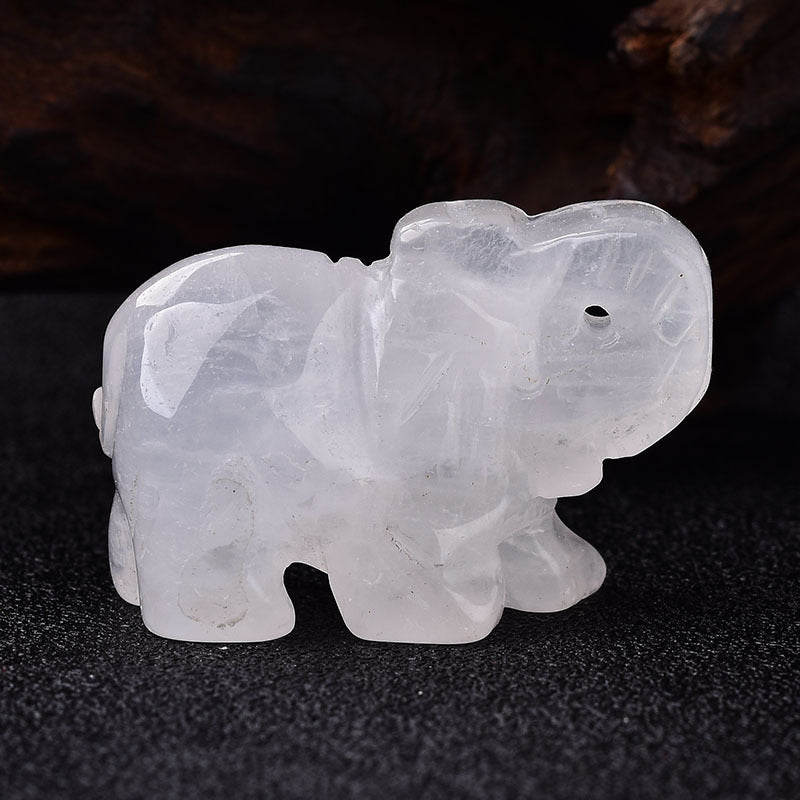 Crystal semi-precious stone carved elephant ornament