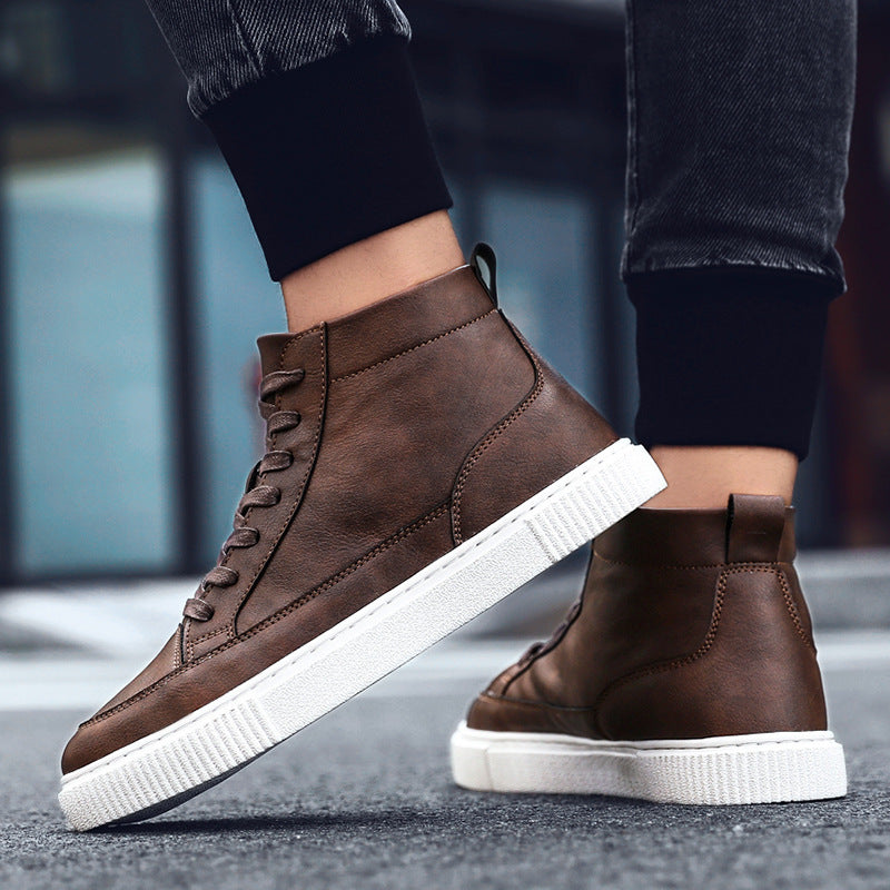 High-top Sneakers Korean Casual Leather Shoes