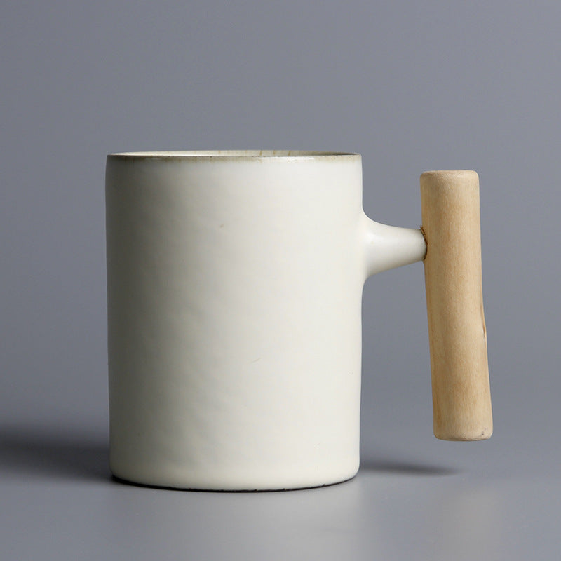 Personality ceramic mug with wooden handle