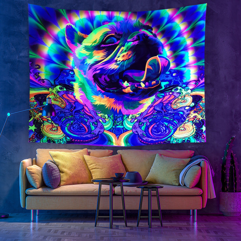 Fluorescent UV Light Psychedelic Mandala Background Ornament