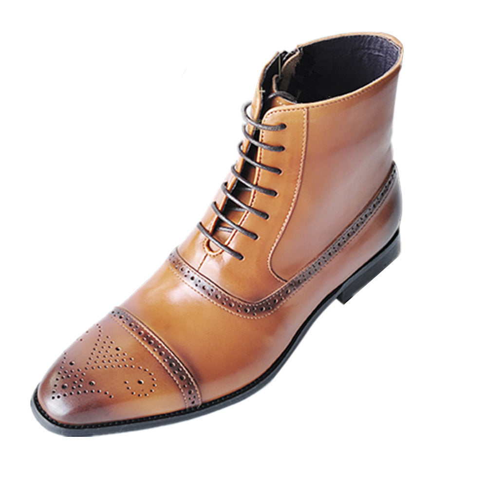 Men's three-joint polishing high-top leather shoe cloth