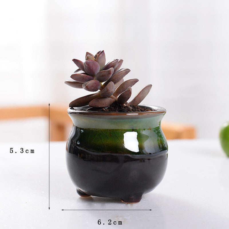 Ceramic Thumb Basin Flow Glaze Ceramic Flower Pot Desktop Decoration Flower