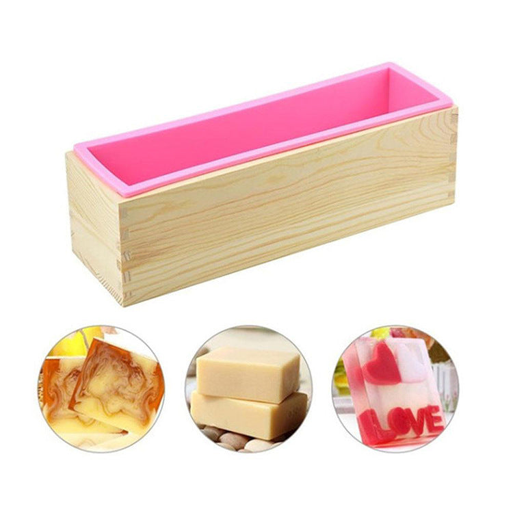 Nicole Silicone Soap Mold Rectangular Wooden Box with Flexible Liner for DIY Handmade Loaf Mould