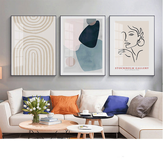 Abstract Geometry Hanging Painting Black and White Line Porch Decoration Paintin