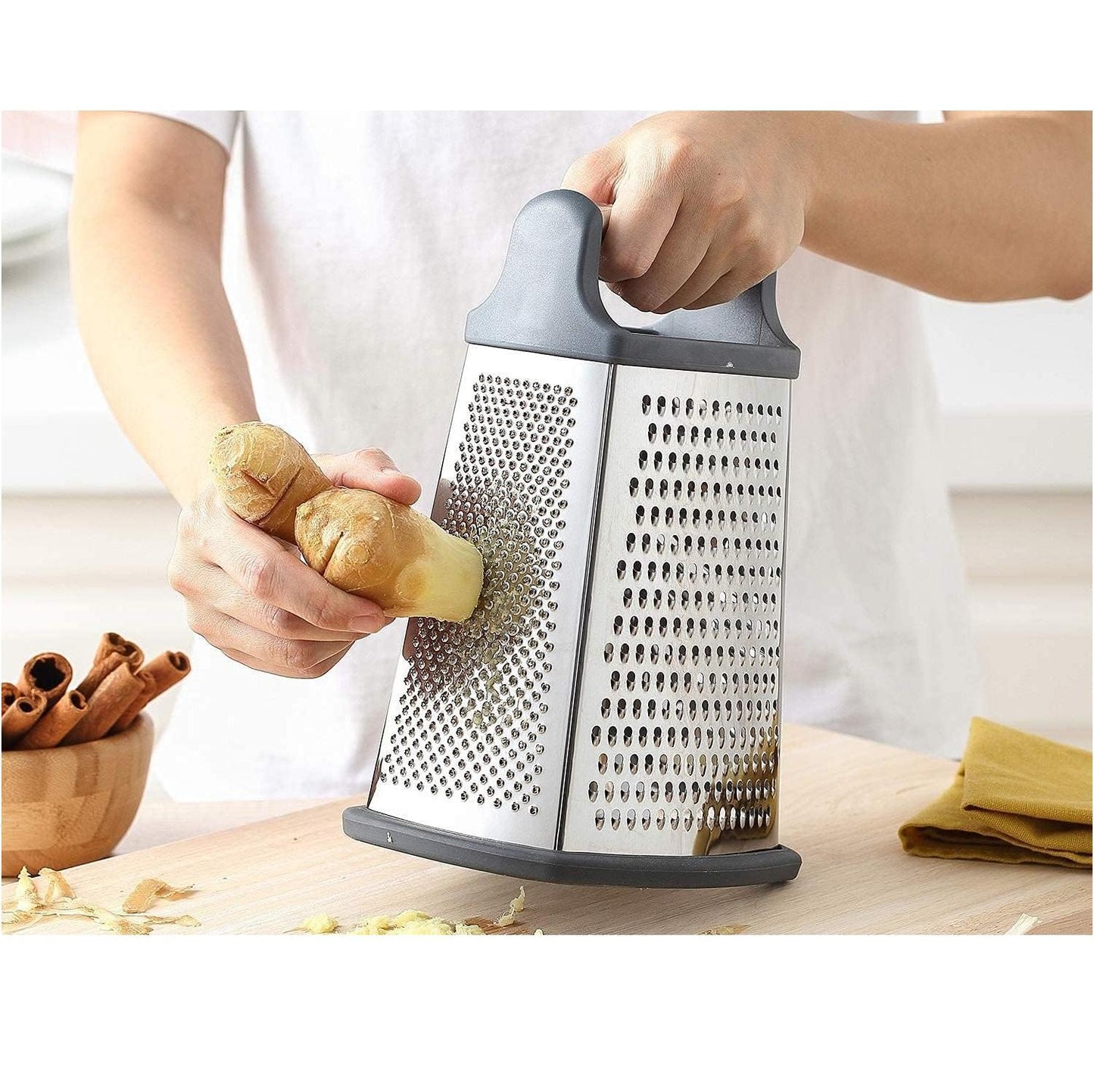 Stainless Steel Cheese Grater 9in 4 Sides, Perfect Grater For Parmesan Cheese. Vegetables, Ginger- Dishwasher Safe, Durable  Random Color