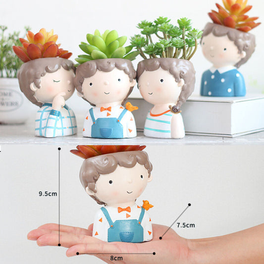 If small  wreath girl flower pot