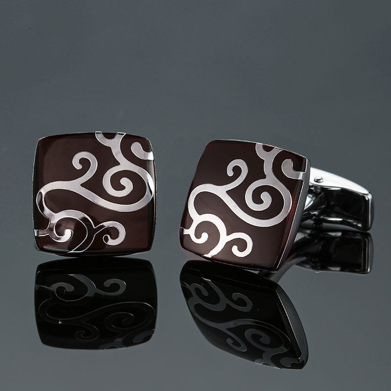 Grass Rose Gold And Silver Pattern Cufflinks