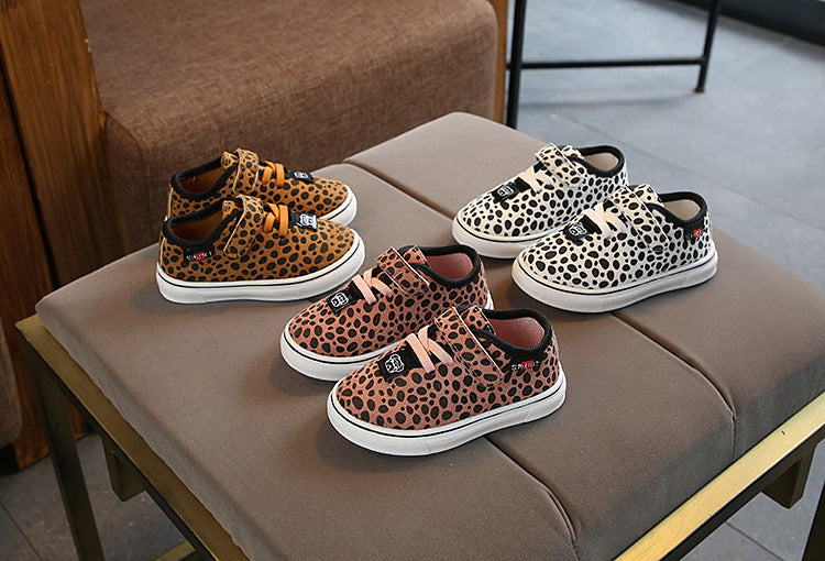 Leopard print children's sneakers