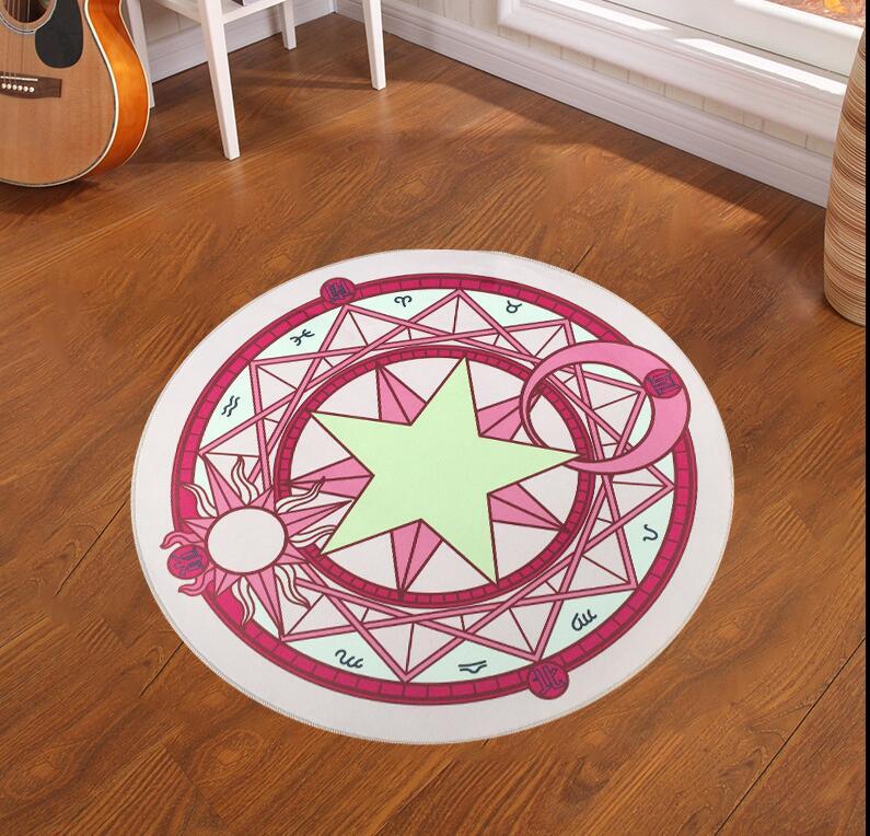 80CM Cartoon Round Carpet Children's Bedroom Card Captor Sakura Magic Circle Carpet Eco-Friendly Rug Computer Chair Mat