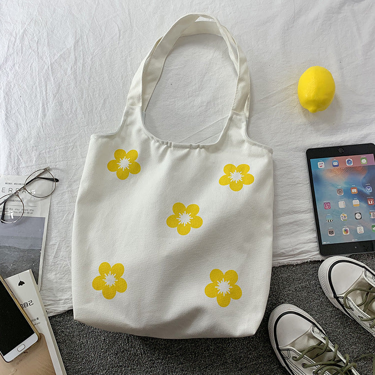 Hyuna Flower Canvas Bag with the Same Paragraph