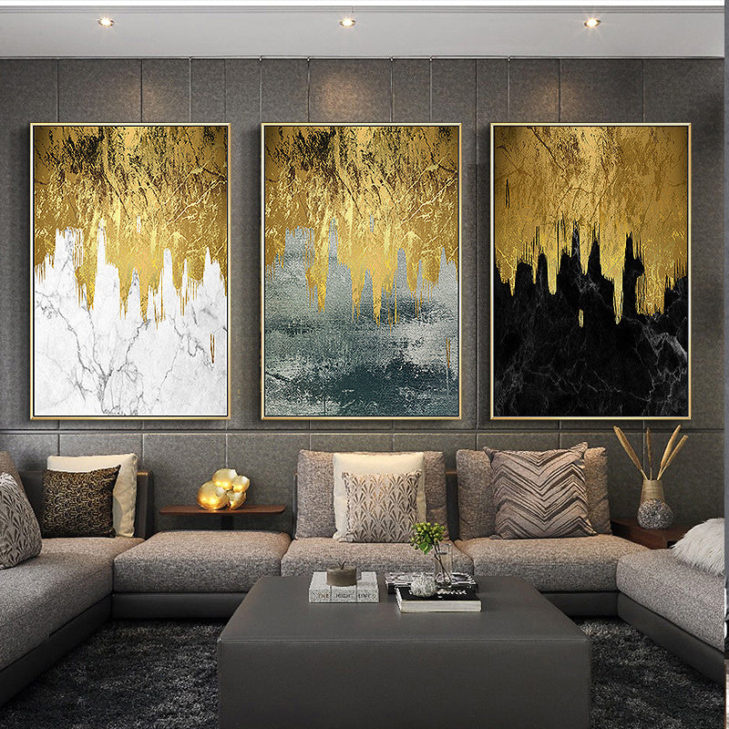 Golden abstract square decorative painting