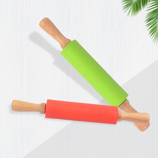 Rolling Pin Silicone Rolling Wooden Handle Noodle Stick Movable Roller Flour Stick