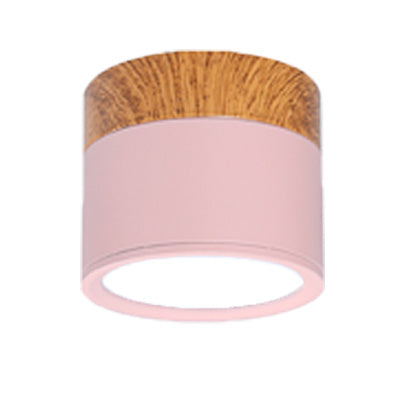 Led makaron wood grain aluminum downlight