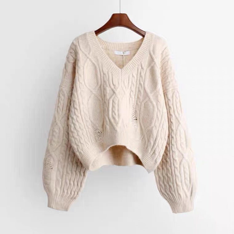 Korean Style Solid Color Pullover Sweater Outer Wear