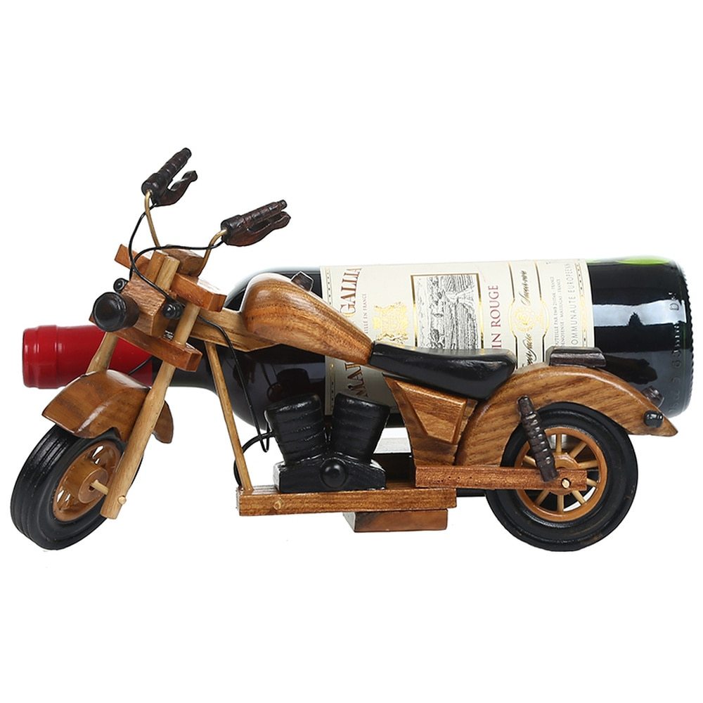 Motorcycle wooden wine rack