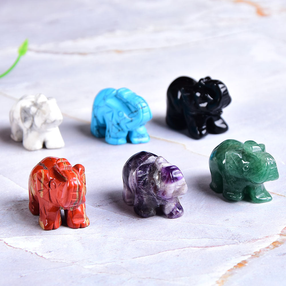 Crystal semi-precious stone carved elephant ornament