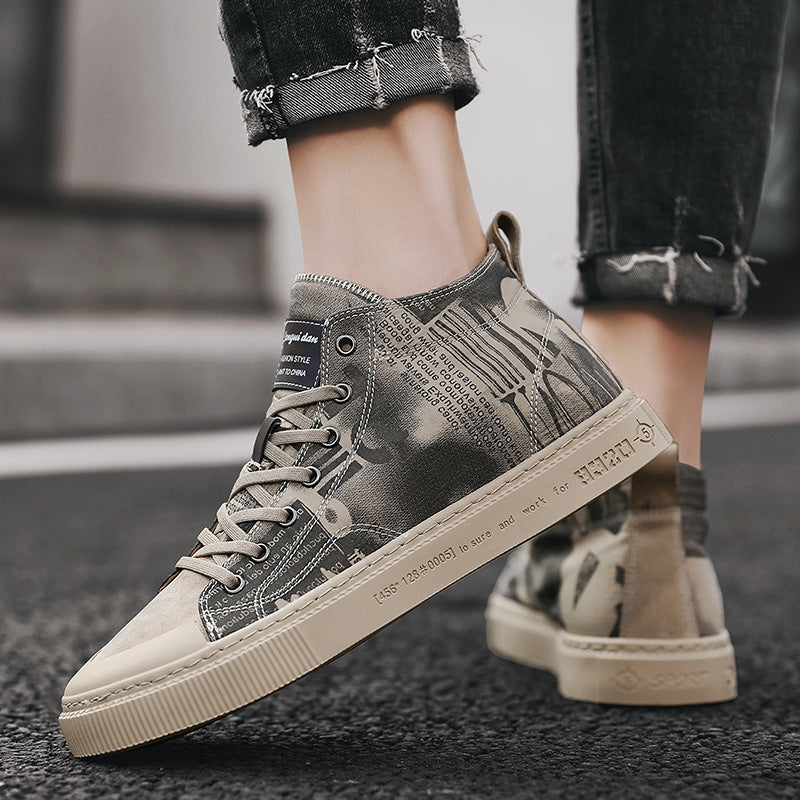 high-top canvas shoes