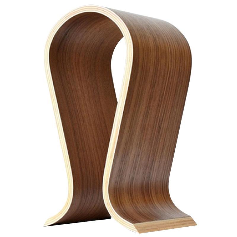 Curved wooden headphone rack