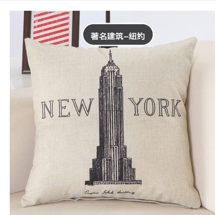 Great Buildings Print Pillow Cases London Paris New York Decorative Pillows Cotton Linen Home Decor Square Throw Pillows Cover