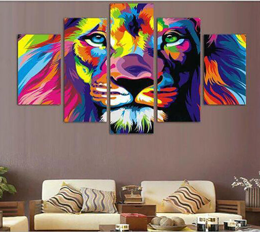 DIY Colorful Lion Animal Diamond Embroidery Painting Mosaic Painting Diamond Full Round Cross Diamond Painting Wall Decor