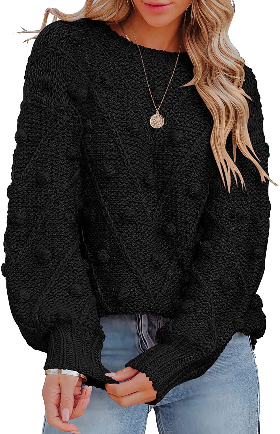 Wool Ball Sweater Loose Long Sleeve Pullover