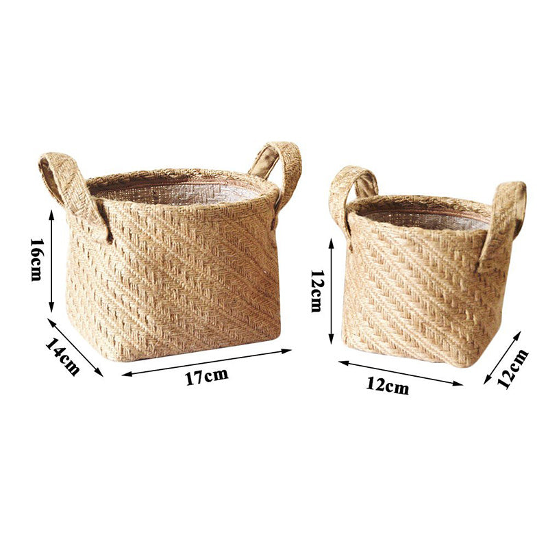 Woven Jute Cloth Toy Storage Laundry Basket