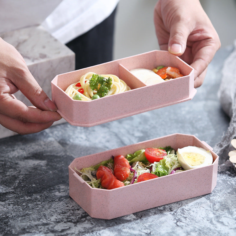 Wheat straw double-layer lunch box